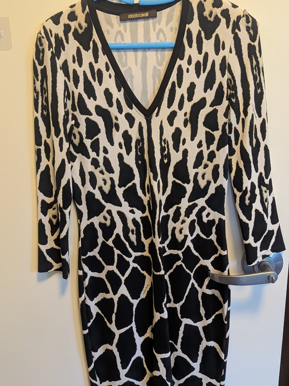 Roberto Cavalli Giraffe Print Jersey Sheath Dress IT 44 US 8 M Y2K Archival
